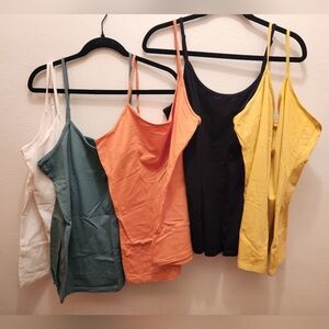 Bundle Of 5 Sonoma Women's Camisoles in Black, Orange, Yellow, Teal, and White